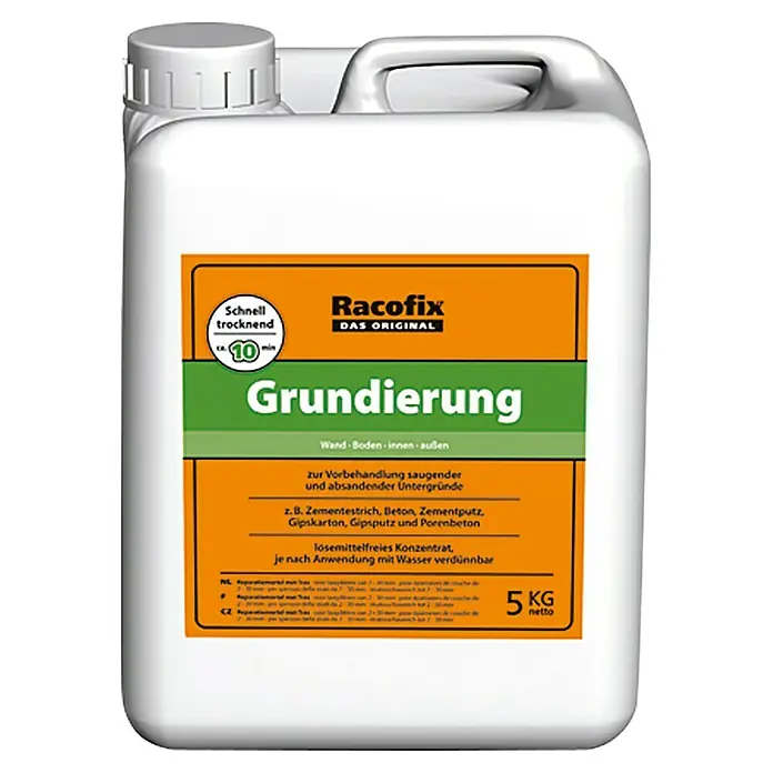 Racofix Grundierung - 5 kg, Schnell trocknend - Racofix Grundierung: schnell trocknende Grundierung zur Vorbehandlung saugender und absandender Untergründe.
