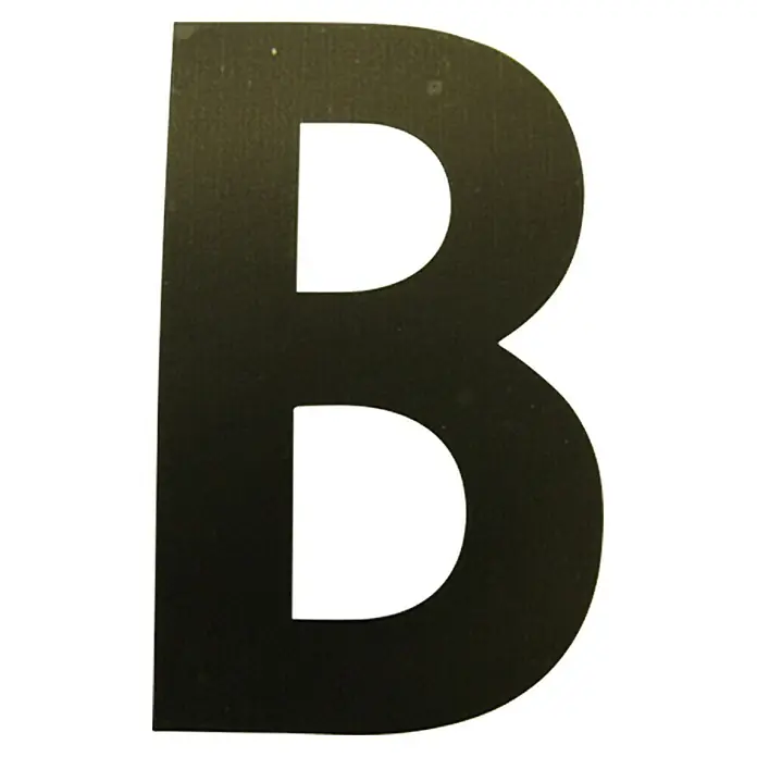 FolienzeichenBuchstabe B, 10 cm, PVC, Schwarz - Schwarzer Buchstabe B auf weißem Hintergrund, ideal für Beschriftungen und Dekorationen.