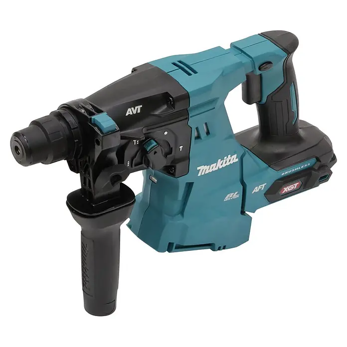 Makita XGT 40V max. Akku-Kombihammer HR011GZ - 40 V, Ohne Akku, 3,3 J - Makita Akku-Bohrhammer in Türkis und Schwarz mit Zusatzhandgriff und Antivibrationstechnologie.
