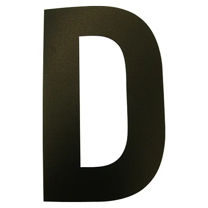 Folienzeichen - Buchstabe D, 10 cm, PVC, Schwarz - Abbildung des schwarzen Buchstabens D, ideal für Beschriftungen und kreative Projekte.