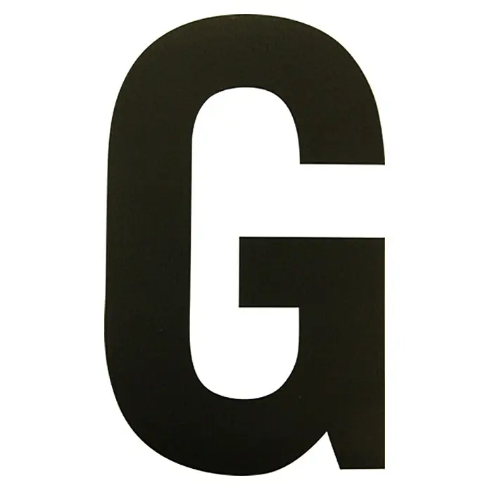 Folienzeichen - Buchstabe G, 10 cm, PVC, Schwarz - Ansicht von oben