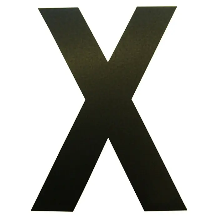 Folienzeichen - Buchstabe X, 10 cm, PVC, Schwarz - Ansicht von oben