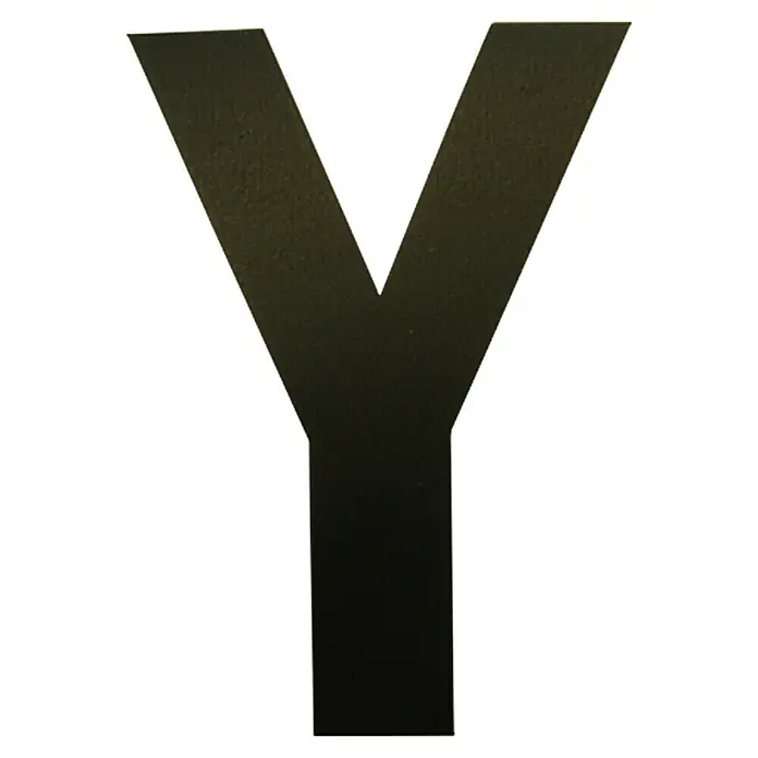 Folienzeichen - Buchstabe Y, 10 cm, PVC, Schwarz - Das Bild zeigt ein großes, schwarzes "Y". Das Y ist schlicht und gut erkennbar. Die Konturen des "Y" sind klar und deutlich.