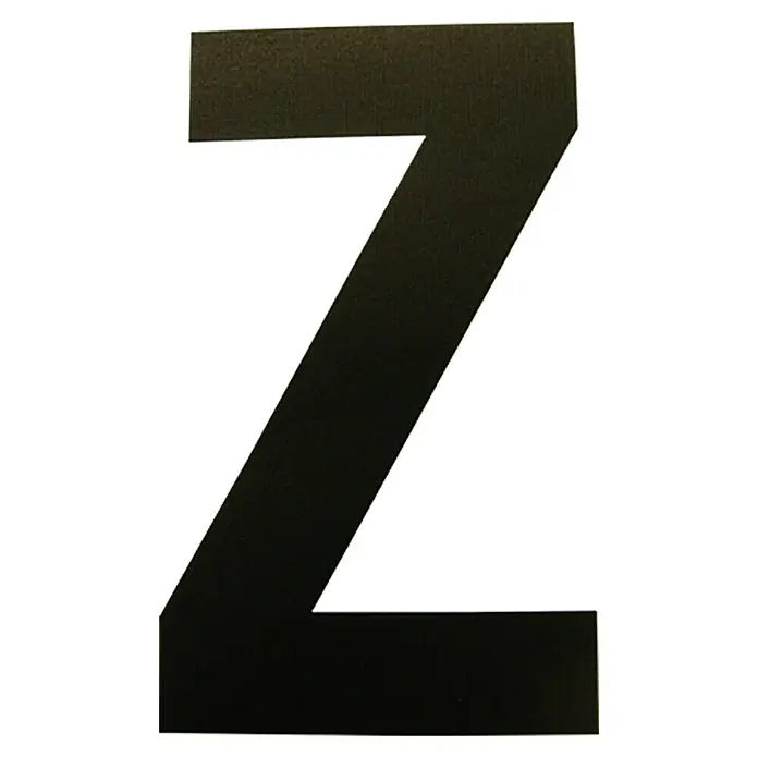 FolienzeichenBuchstabe Z, 10 cm, PVC, Schwarz - Schwarzes Z auf weißem Hintergrund.