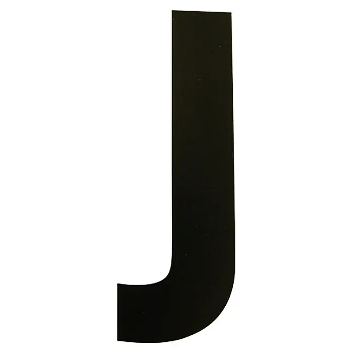 Folienzeichen - Buchstabe J, 10 cm, PVC, Schwarz - Schwarzer Buchstabe J. Die serifenlose, schwarze Letter J mit abgerundeter Ecke eignet sich ideal für Beschriftungen.