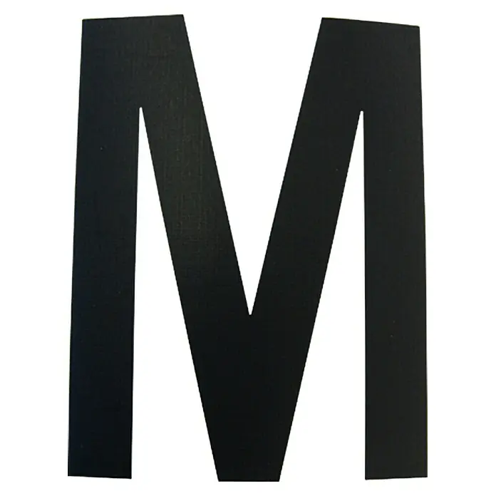 Folienzeichen - Buchstabe M, 10 cm, PVC, Schwarz - Schwarzer, hölzerner Buchstabe M für dekorative Zwecke, ideal für DIY-Projekte und zur individuellen Gestaltung von Wohnräumen.