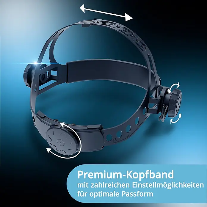 STAHLWERK Schweißhelm Schweißhelm WORKER - Schwarz - Dunkles, verstellbares Premium-Kopfband mit vielen Einstellmöglichkeiten für optimalen Sitz.
