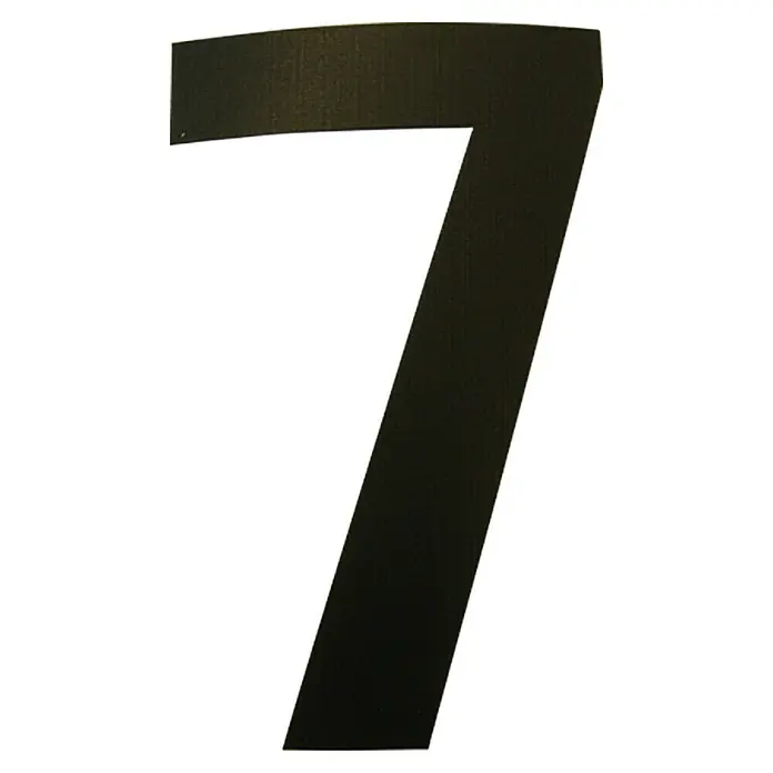 Folienzeichen - Zahl 7, 10 cm, PVC, Schwarz - Schwarze Hausnummer 7 aus robustem Material, ideal zur Anbringung an der Fassade Ihres Hauses, um die Adresse klar zu kennzeichnen.