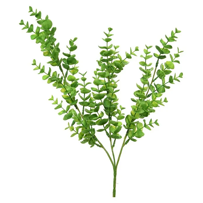 Planta artificial - Altura: 33 cm, Verde, Plástico - Ramas de eucalipto verdes artificiales con muchas hojas.