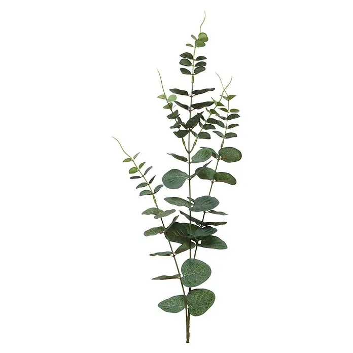 Planta artificial - Altura: 33 cm, Verde, Plástico - Ramas de eucalipto artificiales verdes con múltiples tallos y hojas redondas.