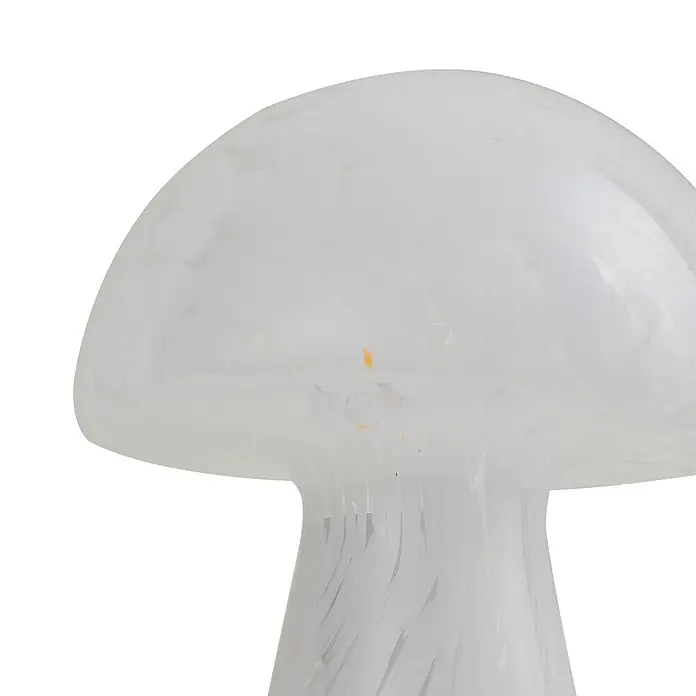 Lindby Tischleuchte Hubi - weiß / opal, weiß / opal, E27 - Pilzförmige Lampe aus weißem, marmoriertem Glas.