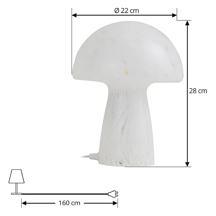Lindby Tischleuchte Hubi - weiß / opal, weiß / opal, E27 - Weiße opaleszierende pilzförmige Glastischleuchte, 22 cm Durchmesser und 28 cm hoch.