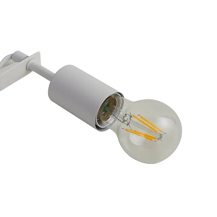 Lindby Tischleuchte Hubi - weiß / opal, weiß / opal, E27 - Weiße wandmontierte Leuchte mit zylindrischem Gehäuse und klarer LED-Filamentlampe.
