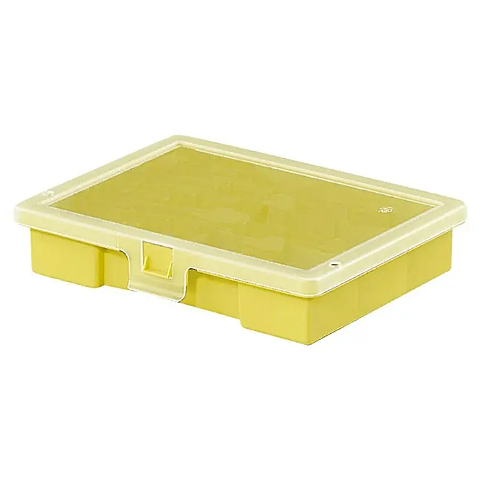 Lockweiler Kleinteilekoffer Ordinus 1-0 - Anzahl Fächer: 1 Stk., 180 x 150 x 36 mm - Gelbe Kunststoffbox mit durchsichtigem Deckel für Aufbewahrung und Organisation. Ideal für Büro, Hobby oder Haushalt.