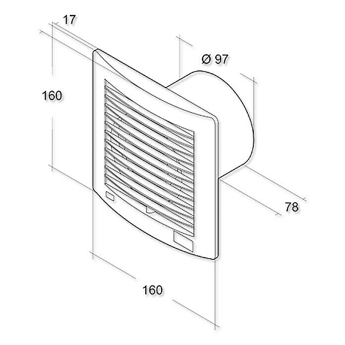 Air-Circle Ventilator Air StyleEdelstahl, Durchmesser: 100 mm Left Side View