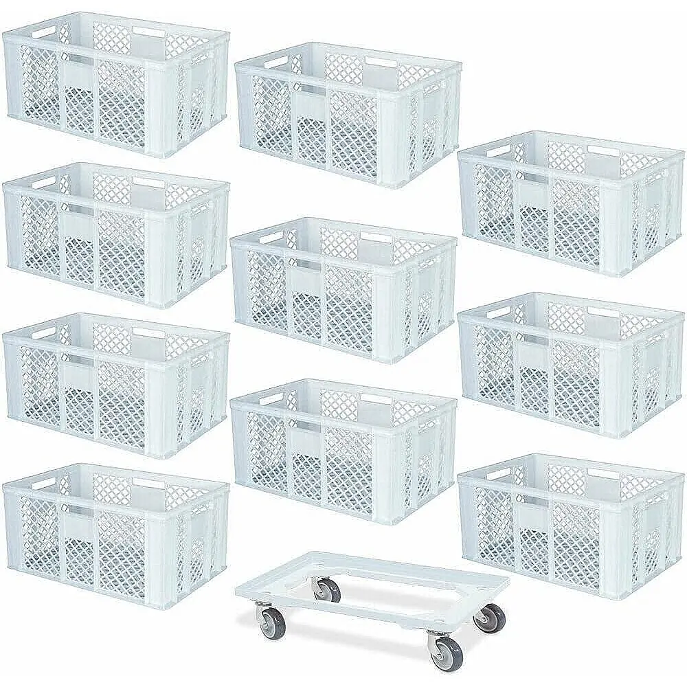 BRB Eurobehälter 600x400x215mm – 40 Liter, Weiß, Lebensmittelecht, Robust Für Lager & Transport