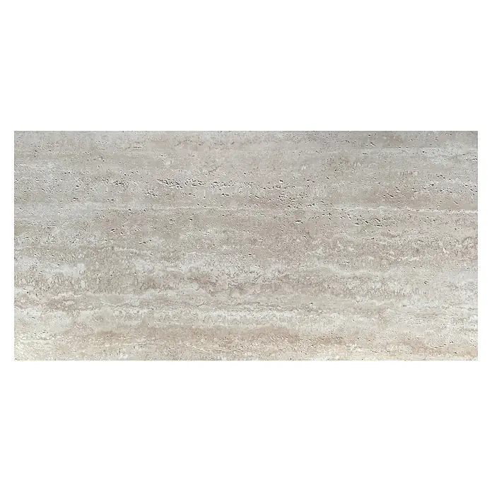 Panel de pared Travertine - 60 x 120 mm, Railay, 2 ud. - Azulejo de travertino beige con veteado horizontal natural y textura porosa.