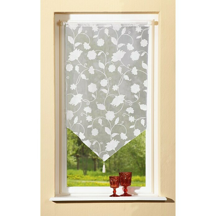 HOME Fashion Fensterbehang90 x 100 cm, 60 % Viskose, 40 % Polyester, Weiß Mood Shot