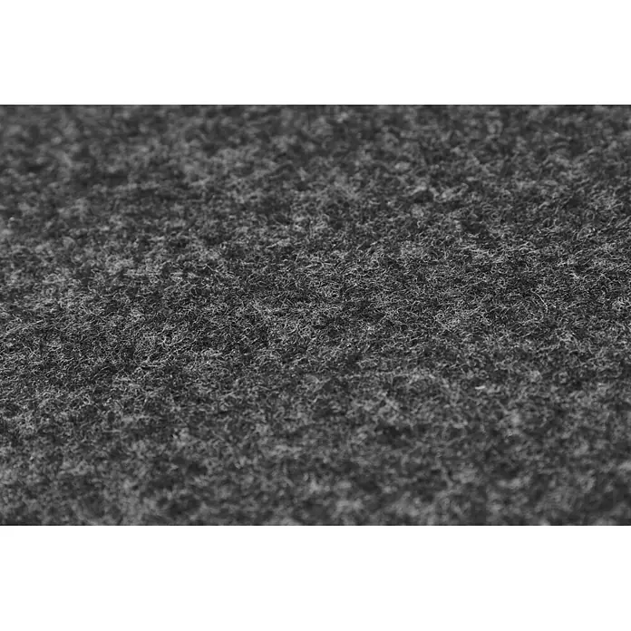 Teppichfliese Filzfliese - 40 x 40 cm, Anthrazit, Selbstklebend, 100 % Polypropylen - Nahaufnahme einer dunkelgrauen, faserigen Textiloberfläche mit feiner Textur.