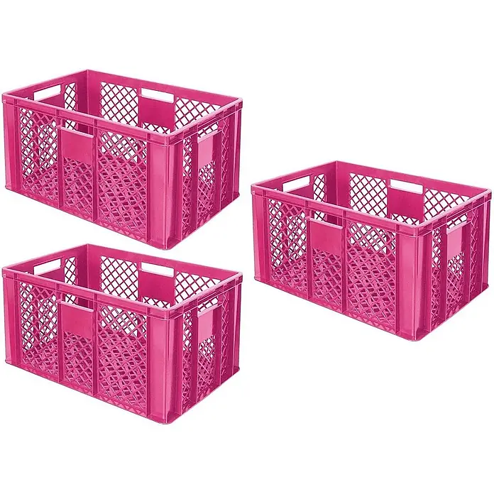 BRB Euroboxen-Set - L x B x H: 60 x 40 x 32 cm, Kunststoff, pink, 3 Stk.