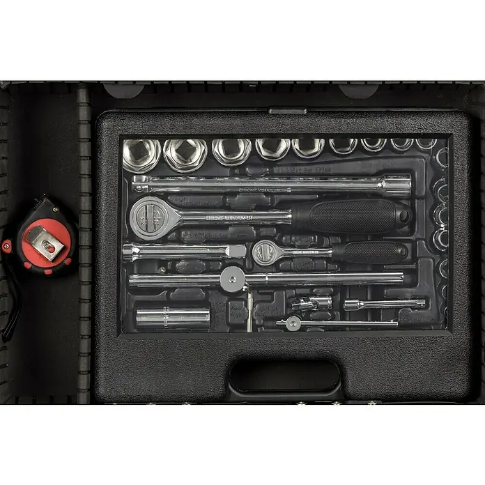 Alpha Tools Werkzeugkoffer Big Box - L x B x H: 450 x 305 x 167 mm, 119 -tlg. - Werkzeugkasten mit verschiedenen Schraubenschlüsseln und Aufsätzen, ideal für Heimwerker und Profis, gut sortiert und kompakt.