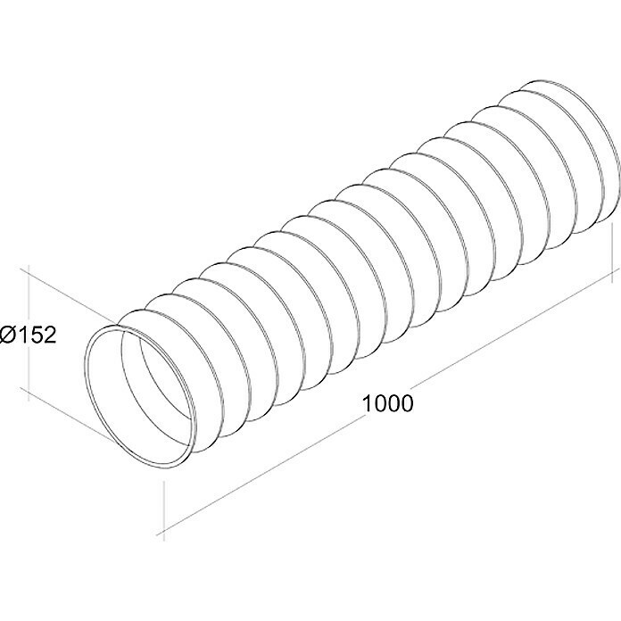 Air-Circle PVC-SchlauchØ x L: 150 mm x 1 m, Max. Luftleistung: 600 m³/h Left Side View