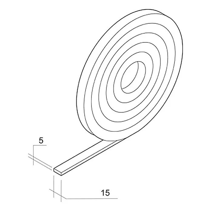 Air-Circle Dichtungsband - Länge: 2 m - Illustration einer Dichtungsbandrolle mit Maßangaben. Ideal für Bau- und Renovierungsprojekte, um Dichtungen präzise zuzuschneiden.