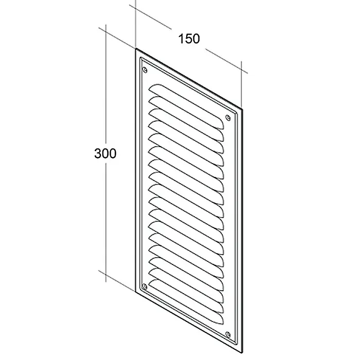 Air-Circle Abdeckgitter - Aluminium, B x H: 15 x 30 cm - Abbildung eines Lüftungsgitters mit den Maßen 300 x 150 mm, ideal für eine kontrollierte Luftzirkulation.
