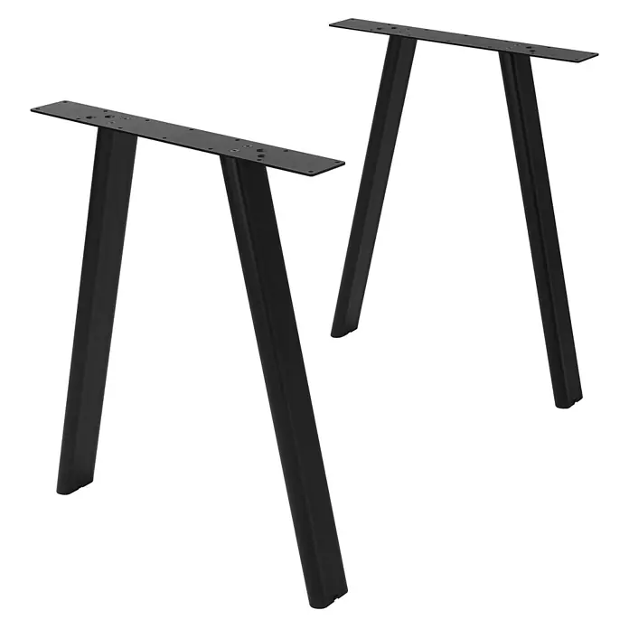 ML-Design Tischgestell Tischfüße A-Form Tischkufen Stahl Untergestell Möbelfüße 60x72 cm Oval - L x B x H: 60 x 8 x 72 cm, Traglast: 300 kg, Stahl - Zwei schwarze Metall-Tischbeine mit schrägen Pfosten und flachen Montageplatten für die Möbelmontage.