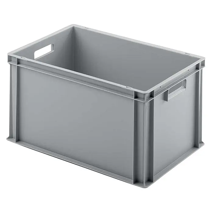 BRB Euroboxen-Set - L x B x H: 60 x 40 x 32 cm, Kunststoff, grau/grau, 11 Stk. - Graue Kunststoff-Stapelbox mit integrierten Griffen für Lagerung und Transport.