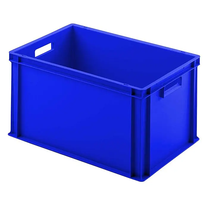 BRB Euroboxen-Set - L x B x H: 60 x 40 x 32 cm, Kunststoff, blau/grau, 11 Stk. - Blaue Kunststoff-Stapelbox mit Griffaussparungen, für Lagerung und Transport.