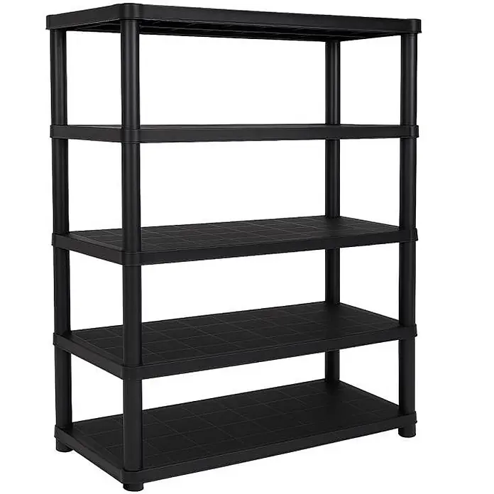 Ondis24 Kunststoffregal - H x B x T: 180 x 40 x 40 cm, Traglast pro Boden: 30 kg, Anzahl Böden: 5 Stk., Stecken, Anthrazit - Schwarzes 5-stöckiges Kunststoffregal, ideal für Garage oder Abstellraum.