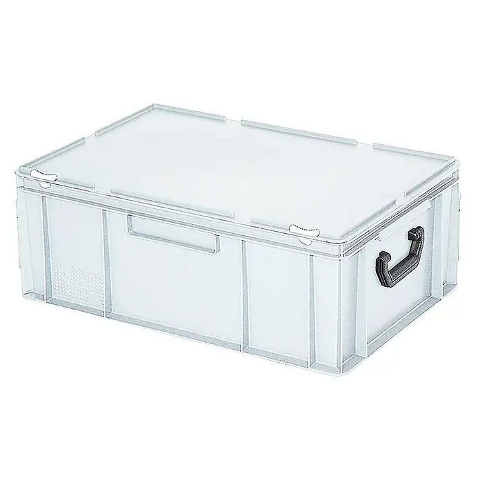 BRB Aufbewahrungsbox-Set - L x B x H: 60 x 40 x 23 cm, Kunststoff, weiß, 1 Stk. - Transparente Kunststoff-Aufbewahrungsbox mit Deckel und dunkelgrauen Griffen, stapelbar.