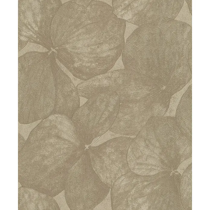 Rasch #followusaround Vliestapete - Gold, Floral, 10,05 x 0,53 m - Texturierte beigefarbene Tapete mit geprägtem Blumenmuster.