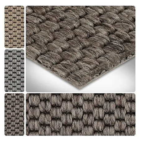 Bricoflor  Teppichboden Meterware 4,5x4m, Schlinge Sisal-Optik Flachgewebe, grau dunkel-braun