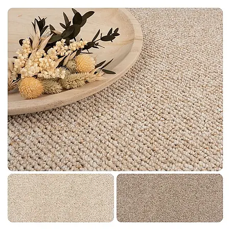 Bricoflor  Teppichboden Meterware 2x4m, Schlinge Berber, beige hell-braun