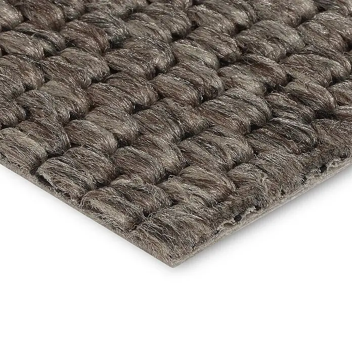 Bricoflor Teppichboden Meterware 4,5x4m, Schlinge Sisal-Optik Flachgewebe, grau dunkel-braun - Flachgewebe, 89 % Polypropylen (PP) / 5 % Polyester (PET) / 6 % Wolle, grau dunkel-braun - Strukturierte braun-graue Schlingenflor-Teppichfliese mit markantem Webmuster.