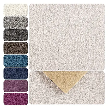 Bricoflor  Teppichboden Meterware 2x4m, Velours Hochflor, weiß beige