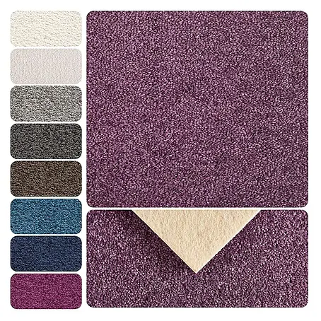 Bricoflor  Teppichboden Meterware 5,5x5m, Velours Hochflor, lila altrosa