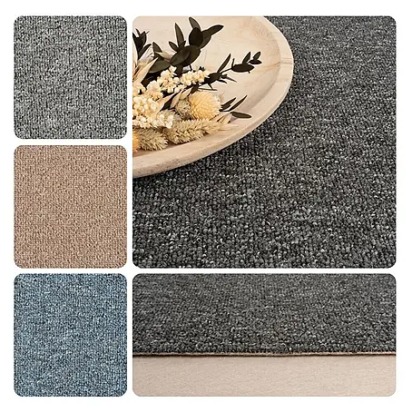 Bricoflor  Teppichboden Meterware 3x4m, Schlinge gemustert, dunkel-grau anthrazit