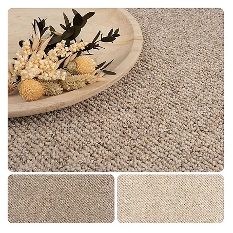 Bricoflor  Teppichboden Meterware 2x4m, Schlinge Berber, beige braun