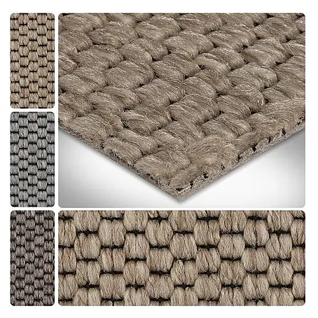 Bricoflor  Teppichboden Meterware 3x4m, Schlinge Sisal-Optik Flachgewebe, beige hell-braun