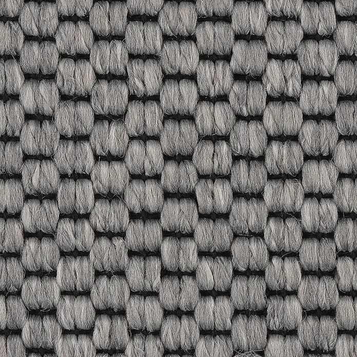 Bricoflor Teppichboden Meterware 2x4m, Schlinge Sisal-Optik Flachgewebe, hell-grau - Flachgewebe, 89 % Polypropylen (PP) / 5 % Polyester (PET) / 6 % Wolle, hell-grau - Strukturierter grauer Webstoff mit wiederkehrendem Schlingenmuster.