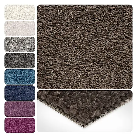 Bricoflor  Teppichboden Meterware 2x5m, Velours Hochflor, braun grau