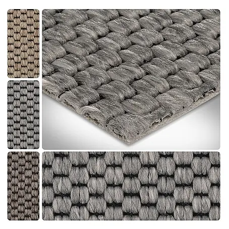 Bricoflor  Teppichboden Meterware 8x4m, Schlinge Sisal-Optik Flachgewebe, hell-grau
