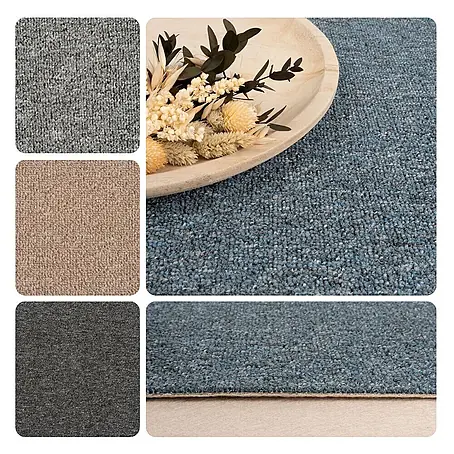 Bricoflor  Teppichboden Meterware 6x4m, Schlinge gemustert, blau grau