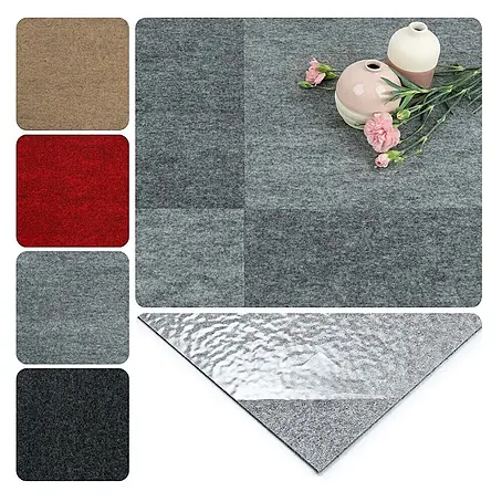 Teppichfliesen 40x40 cm selbstklebend Teppichboden Nadelvlies Grau