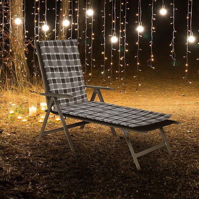 beo Gartenmöbel-Auflage Belgrad (Gartenliege, L x B x H: 193 x 60 x 6 cm, Baumwolle, Polyester, Grau/Weiß) | BAUHAUS