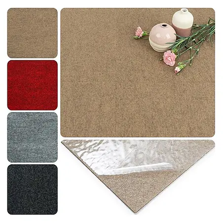 Bricoflor  Teppichfliese Nadelvlies Nadelfilz, Beige Hell-Braun, 40x40cm