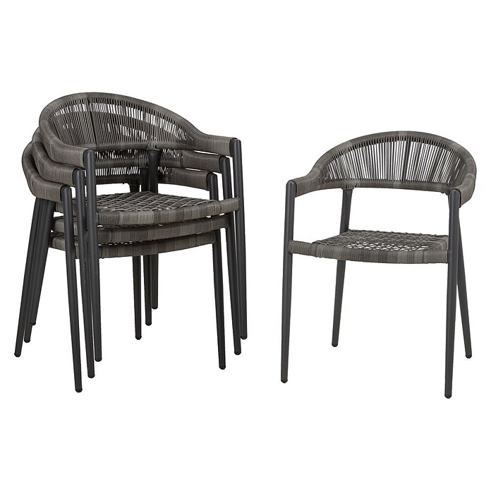 Acamp Stapelsessel Brooklyn (4 Stk., Rope-Bespannung, Stapelbar, Dunkelgrau, B x T x H: 58 x 56 x 78 cm) | BAUHAUS